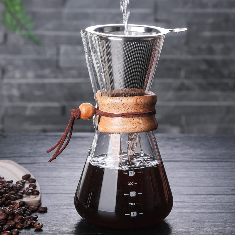 Chemex coffee maker demonstrating its elegant design and brewing process.