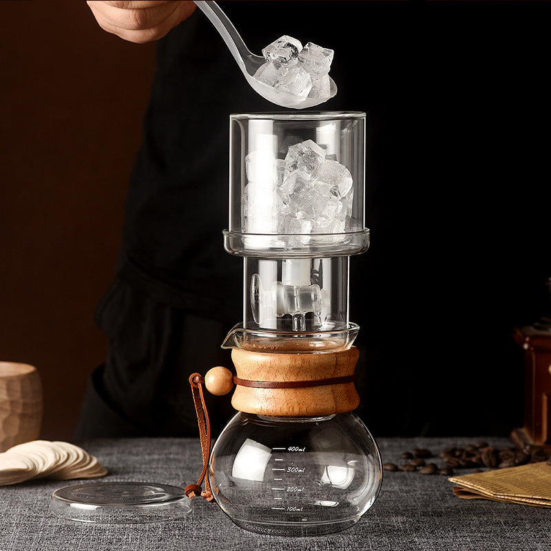 Coffee Ice Dropping Pot Glass Household Filter Cold Extract Pot Cold Brew Coffee Pot Small Drip Filter Ice Brewing Pot Suit