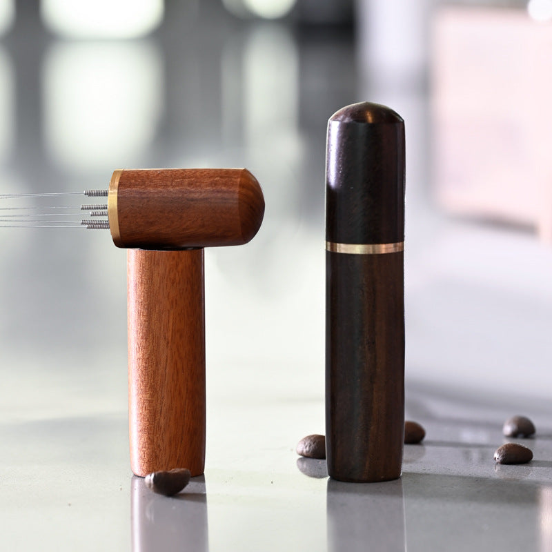 Coffee Cloth Powder Needle Coffee Stirring Clocks Brezer Stainless Steel Cloth Powder Maker Solid Wood Belt Storage Powder Needle Italian Style