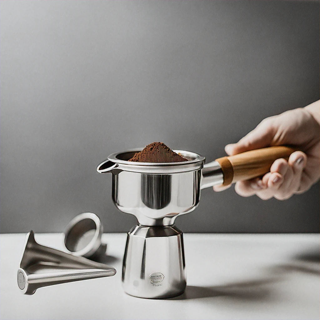 Coffee Cloth Powder Needle Coffee Stirring Clocks Brezer Stainless Steel Cloth Powder Maker Solid Wood Belt Storage Powder Needle Italian Style